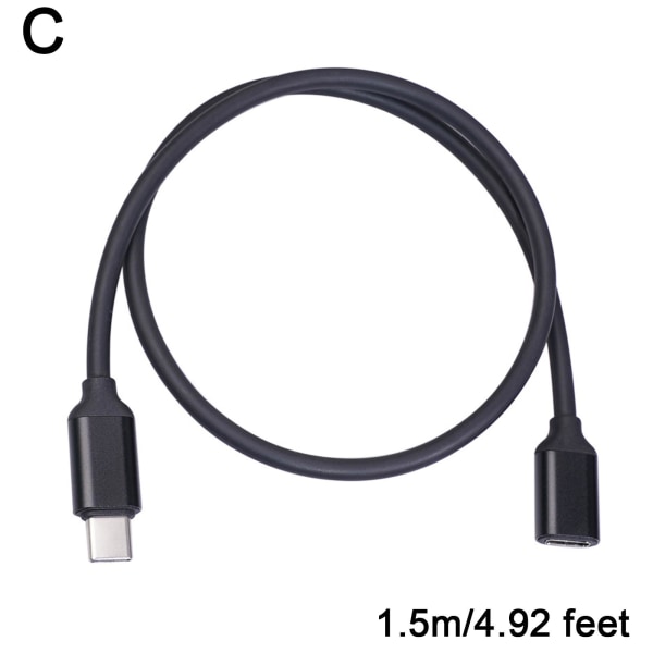 Typ C hane till hona PD Laddning USB C Förlängningskabel Sync Ext blackC 1.5m