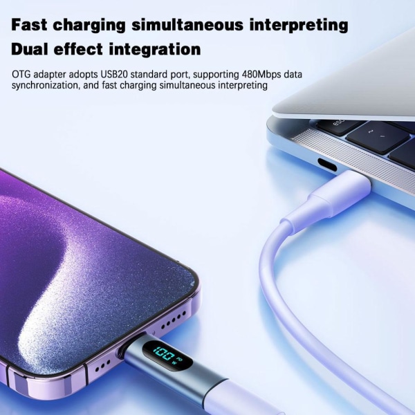 1*100W Digital Display Type-c OTG Adapter För Iphone15 purple 100w