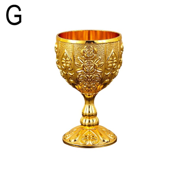 JSNKJLMN Mini Gold Goblet, Vintage Metal Relief Wine Cup, 30 M golden one size 