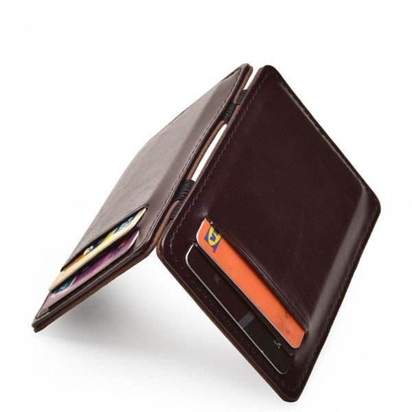 【Färdigt lager】 Korea Magic Wallet Small Solid ID-korthållare Bank brown Upright