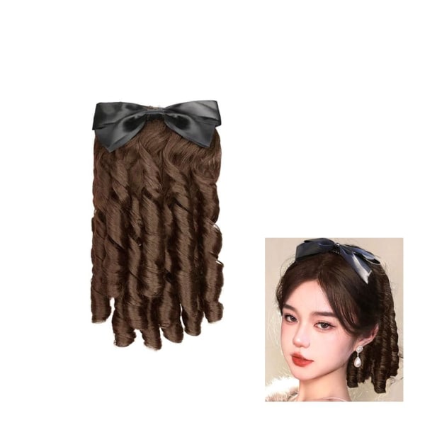 Beavorty Hair Comb Lockig hästsvans viktoriansk peruk Kvinnor Peruker Mänsklig light brown 35cm