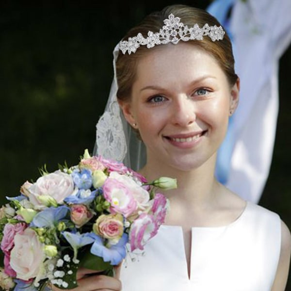 Rhinestone Leaves Crown Brudbröllop Tiara Alloy Håraccessoar B One size