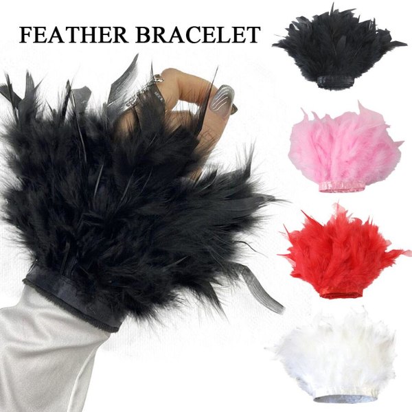 Feather Cuff Snap Armband Feather Wrap Cuff Handledsärm Armband pink one-size