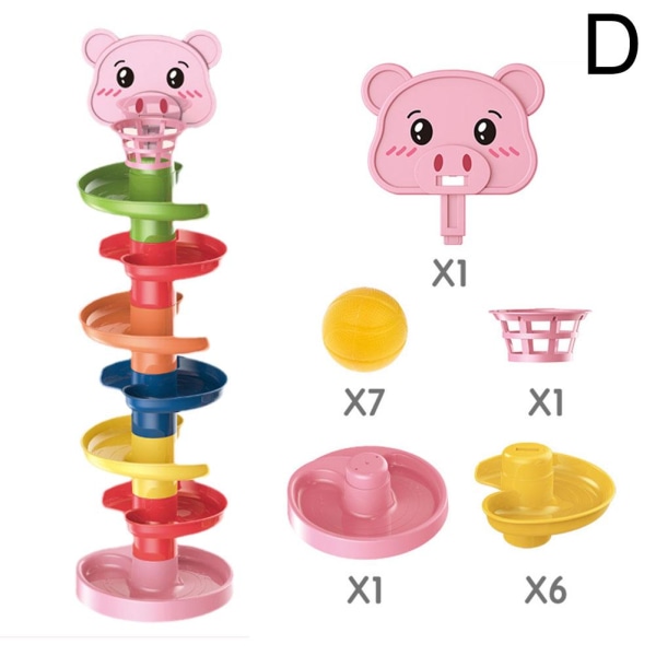 Rolling Ball Pile Tower Ball Stack Tower Tidig utbildning Slide B 7 layer pig