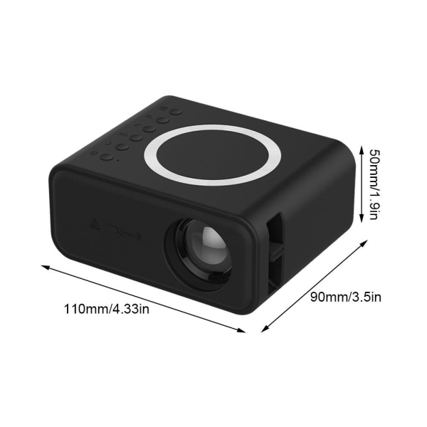 Miniprojektor LED Smart TV 320*240 Bärbar hemmabio black EU