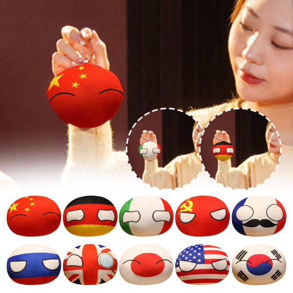 10cm Country Ball Plyschleksaker Polandball hänge Country Balls Re A one-size