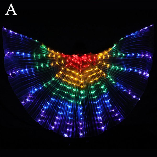 LED Glow Angel Dance Wings med Teleskoppinne - Färgglad rumpa colorful A