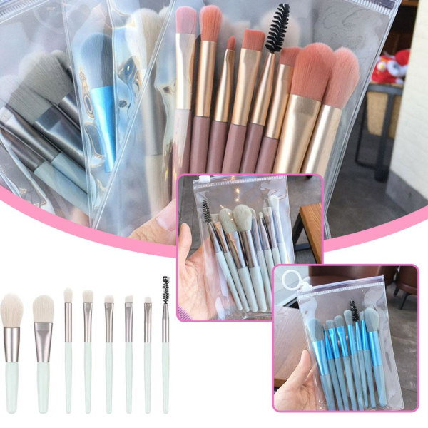 8st Mini Makeup Brush Set Eye Shadow Brush Foundation Make-up blue 8pcs/set