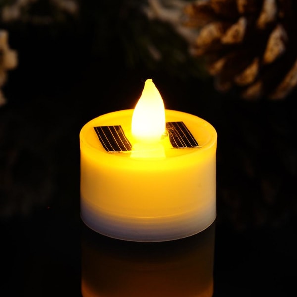 6 ST Solar Christmas Flameless Candles LED värmeljus Flickerin yellow One-size 6pcs