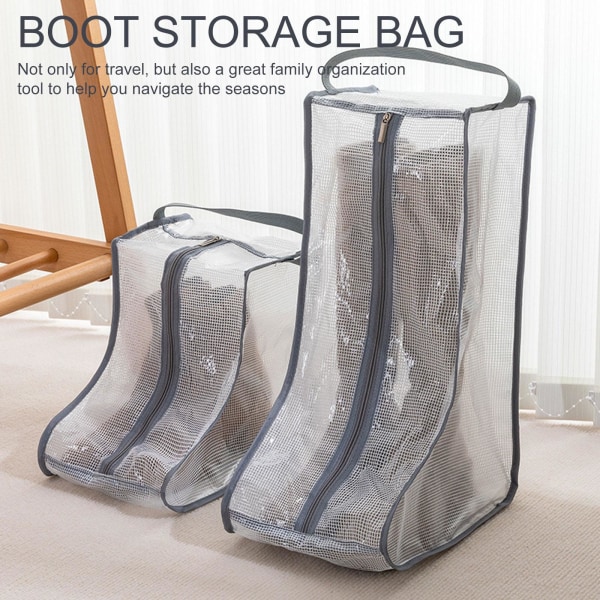 Bärbara Stora Skor Organizer Förvaringsväskor Långa Shoe Cover Boots Grey L