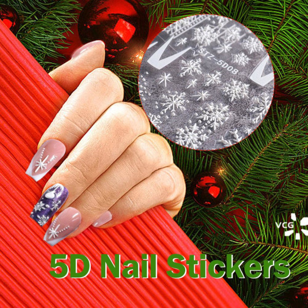Nail Art Stickers Dekaler Julsnöflingor Julgranskulor Ren P STZ5D03 1pcs