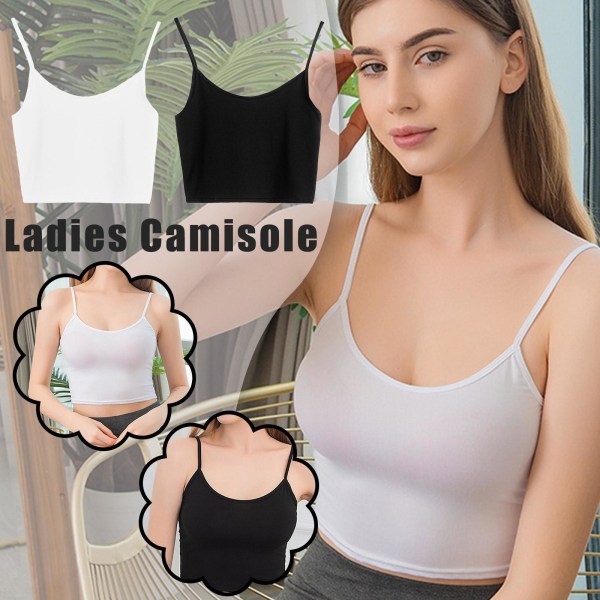 Stretchig sommarväst för damer Enfärgad T-shirt Camisole Tank T black S