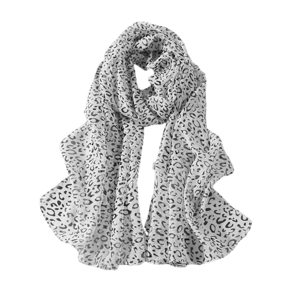 Leopard Chiffon Scarf Strand Halsduk, Djurmönstrat Scarf Mode white 50*160cm