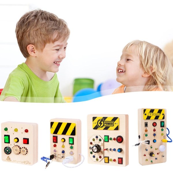 Montessori Busy Board Baby Activity Board Träleksak med LED Li Note Models one-size