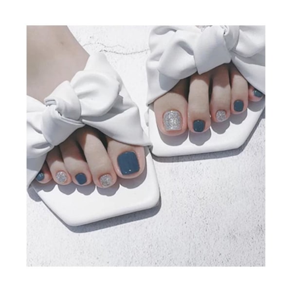 24st Fake Toe Nails Press On Nail Falsk Toenagel 3D Glitter Deco 6 one-size
