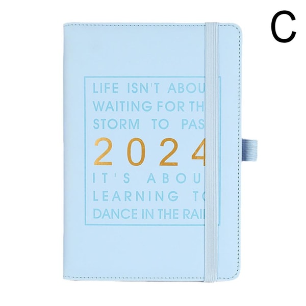 2024 Engelska vecko- och månadsplanerare A5 Notebook Schedules Chri light blue A5