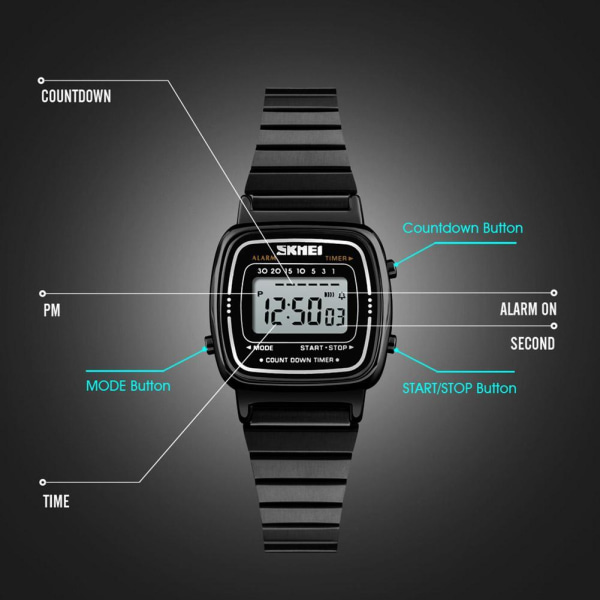 SKMEI Watch Outdoor Sport Digital Armbandsur Ele Black One size