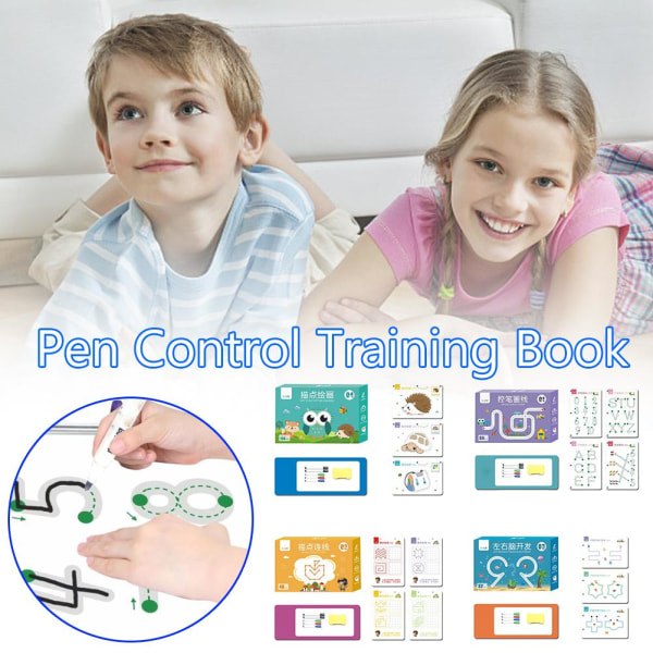 Barn Montessori Ritning Toy Pen Kontroll Träningsspel Learni blue 32 page