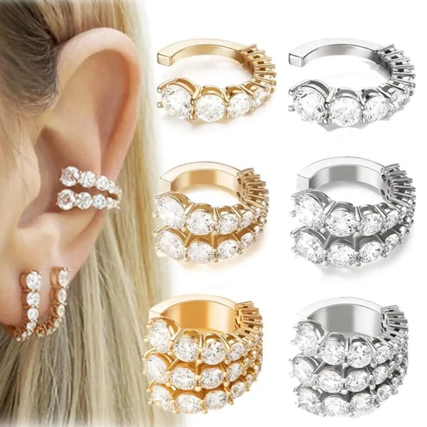 Zunis Slimio Auricular Rowline Ear Cuff Akupressur Slimming Ear 2 row gold One-size