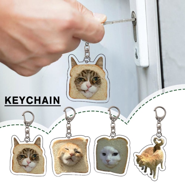Retro söt akryl nyckelring Rostat kattunge nyckelring hängsmycke Ac style3 one-size