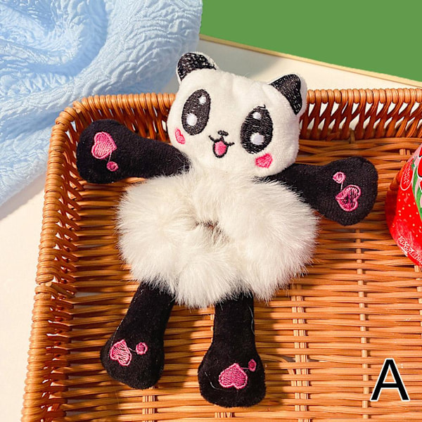 Plushboll med tecknad djur, hårsnodd, hästsvanshållare, flickor, björn, S panda One size