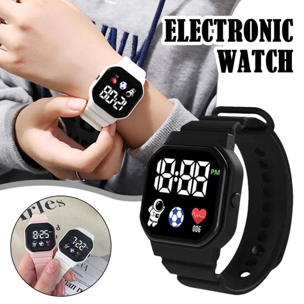 Enkelt mode elektronisk watch Silikonarmband unisex armbandsur White One size