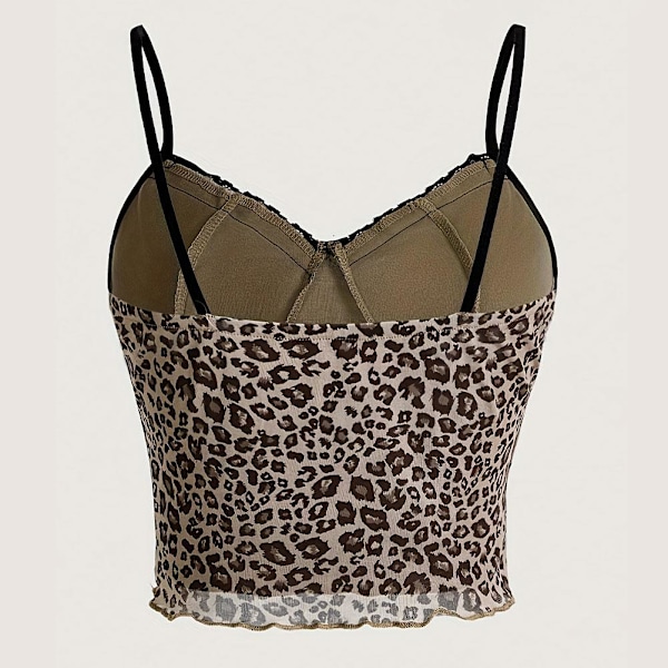 Dam Leopard Crop Top Väst Estetisk Korsett Topp Off Shoulder brownS S