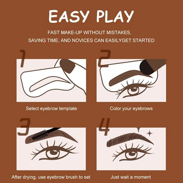 Ögonbrynsstämpel Stencil Kit Enkelt Steg Formning Brynpuder Makeup Wi 1 # light brown set