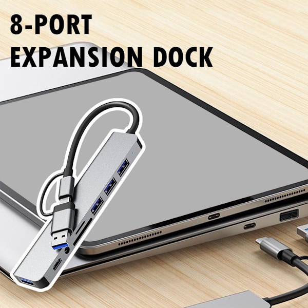 8-i-1 USB-hub USB-C-dockningsstation Hög Hastighetsöverföring USB