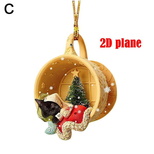 2D söta djur hundhänge julgran hängande prydnad hem C 1pc