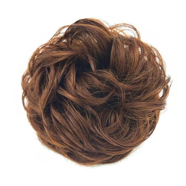 Lockigt, stökigt hårbulle-stycke Updo Scrunchie Falsk Naturlig Förlängning black brown 13cm