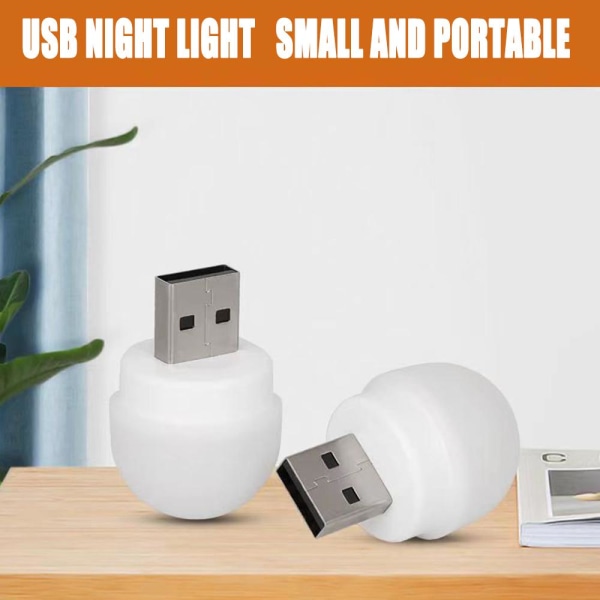 Mini LED Nattlampa Power Bank Laddbok Lampor USB kontakt La white light one-size