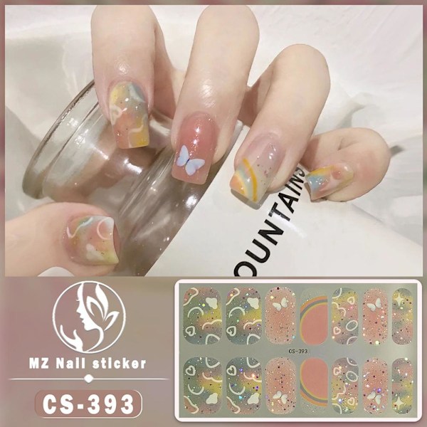 NYA 14 Remsor Nagelsticker Självhäftande DIY Snygga Naglar CS385 14pcs