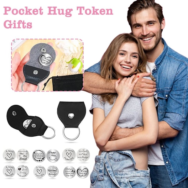 Pocket Hug Token-gåvor Nyckelringar Inspirerande Present med Läder style4 one-size