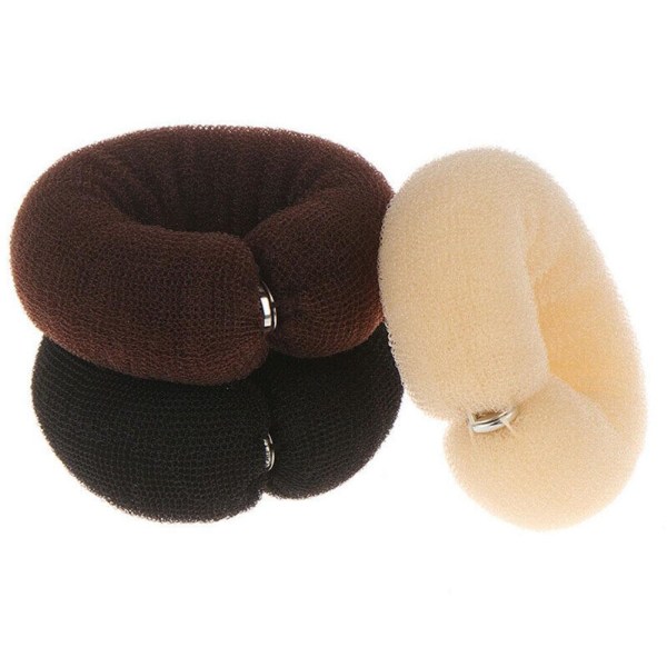 Långt spänne nylon hårband Skumsvamp Hårstyling Donuts Bulle M black One-size