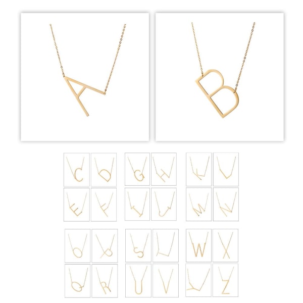 Guld Multi Layer Initial 26 bokstäver ABCD halsband present M One size