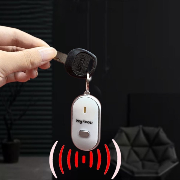 LED Anti-Lost Key Finder Locator Nyckelring Whistle Sound Keyring black One-size