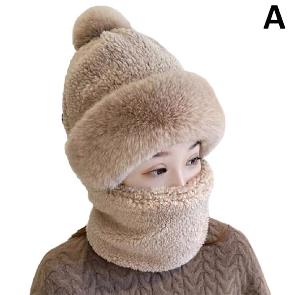 ZOUBAOQ Dam Beanie-mössa för Vinter, En-delad Mössa med Halsring Gray One size