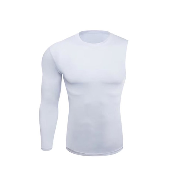 Atletisk enkelärmad mäns kompressionströja med en arm Sport Ti Left-white L 55-65kg