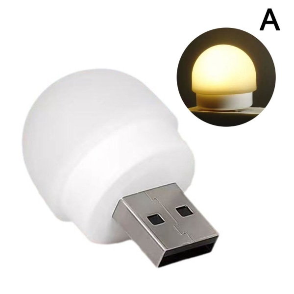 Mini LED Nattlampa Power Bank Laddbok Lampor USB kontakt La warm light one-size