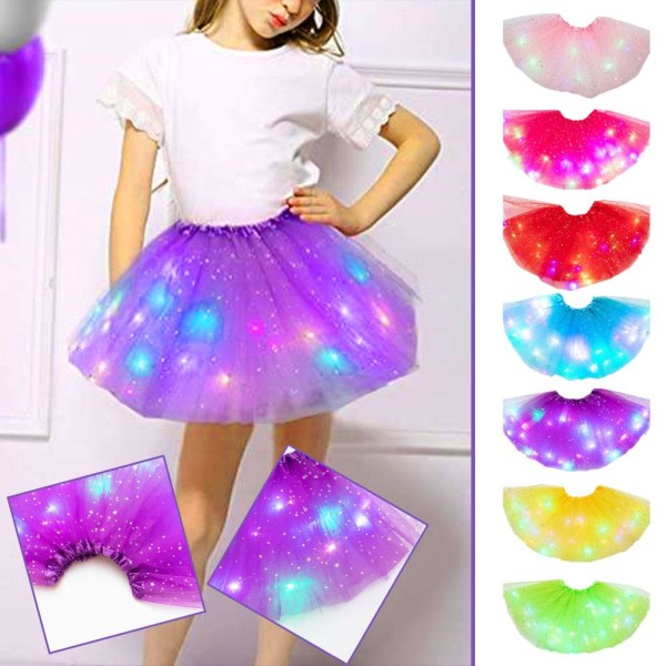 LED glödande ljus Tutu-kjolar Fairy Costume Kids Light Up-kjol yellow one size