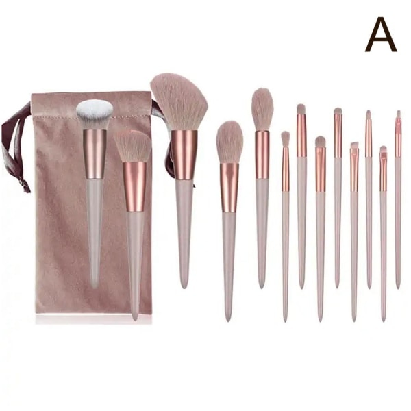 13ST Makeup Brushes Set Soft Shadow Contouring Brush Loose Powd Milk tea color 13pcs