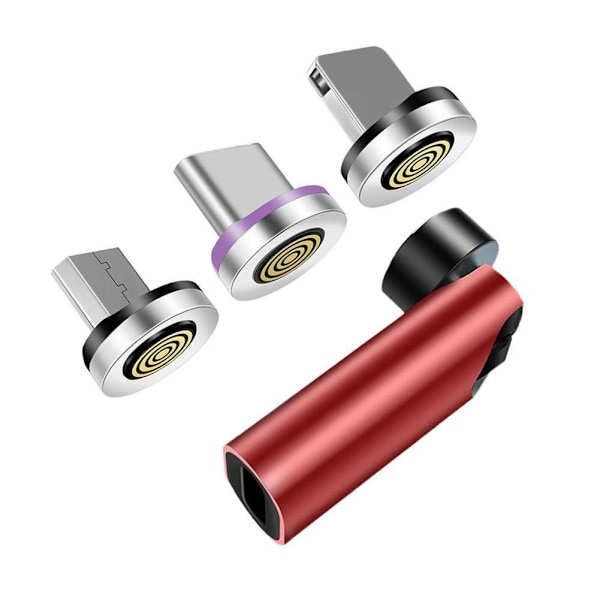 USB-C Magnetisk Adapter 540 Graders Rotation 1-pack - Silver red 3in1