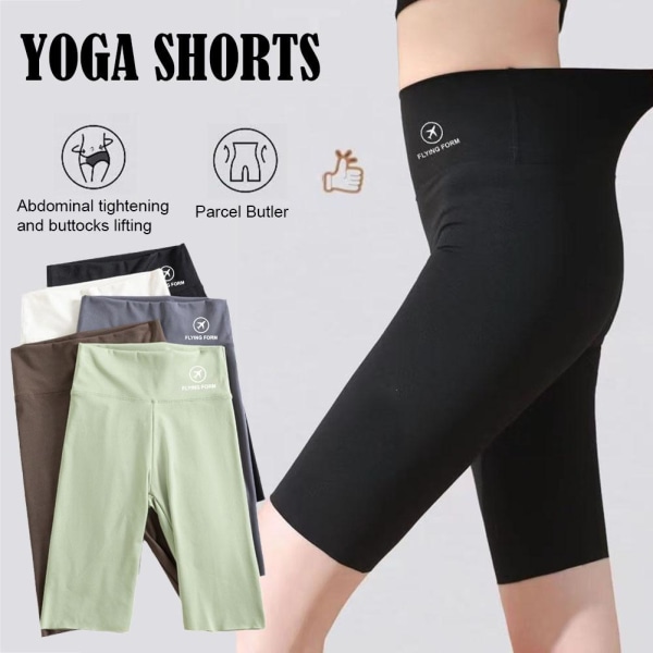 Kvinnor High Waist Yoga Shorts Pocket GymCycling Biker Hot Pants S black M40-50kg