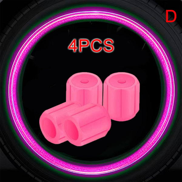 4st fluorescerande cap, bildäcksventilstamlock, glöd in Pink 4pcs