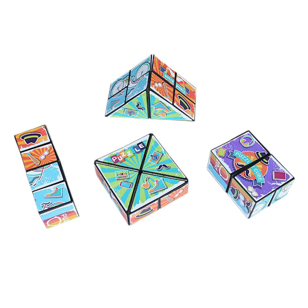 3D-Formbyteande Box Anti-stress Hand Flip Magic Cube Pussel To texture One size