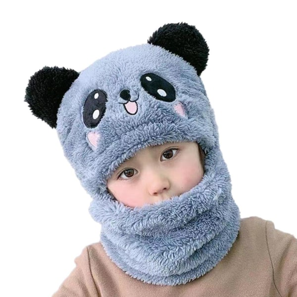 Toddler Barn Flickor Öronlapp Stickad Balaclava Hatt Baby Boys Winter Sc grey one-size