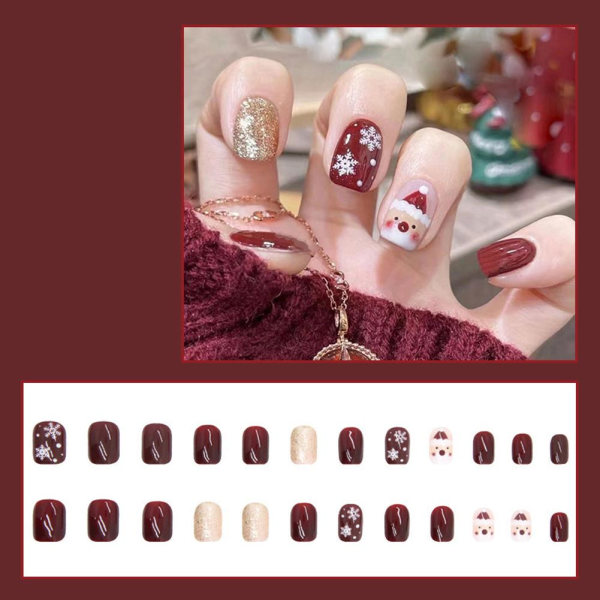 Bärbara falska naglar juldesign tryck på lång cover 618 1pcs