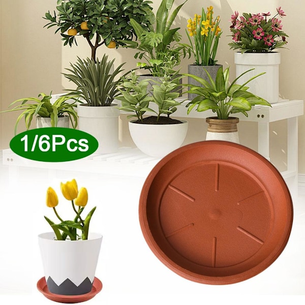 Plastunderlägg för Blomkrukor, Vattenuppsamlingsplatta för Växter, Tunga 10*1.6 6pcs