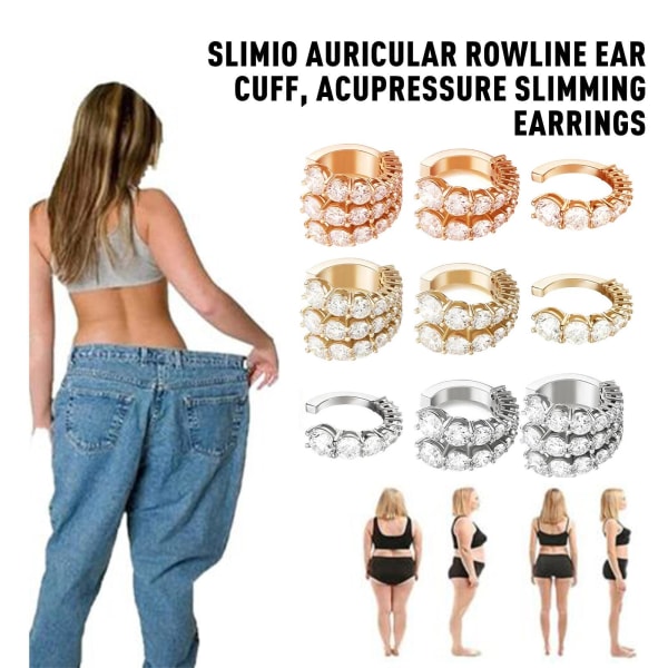 Zunis Slimio Auricular Rowline Ear Cuff Akupressur Slimming Ear 2 row gold One-size